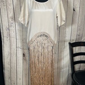 TRYB 212 NWT  Long Fringe Short Sleeve
100% Silk Top Size Small